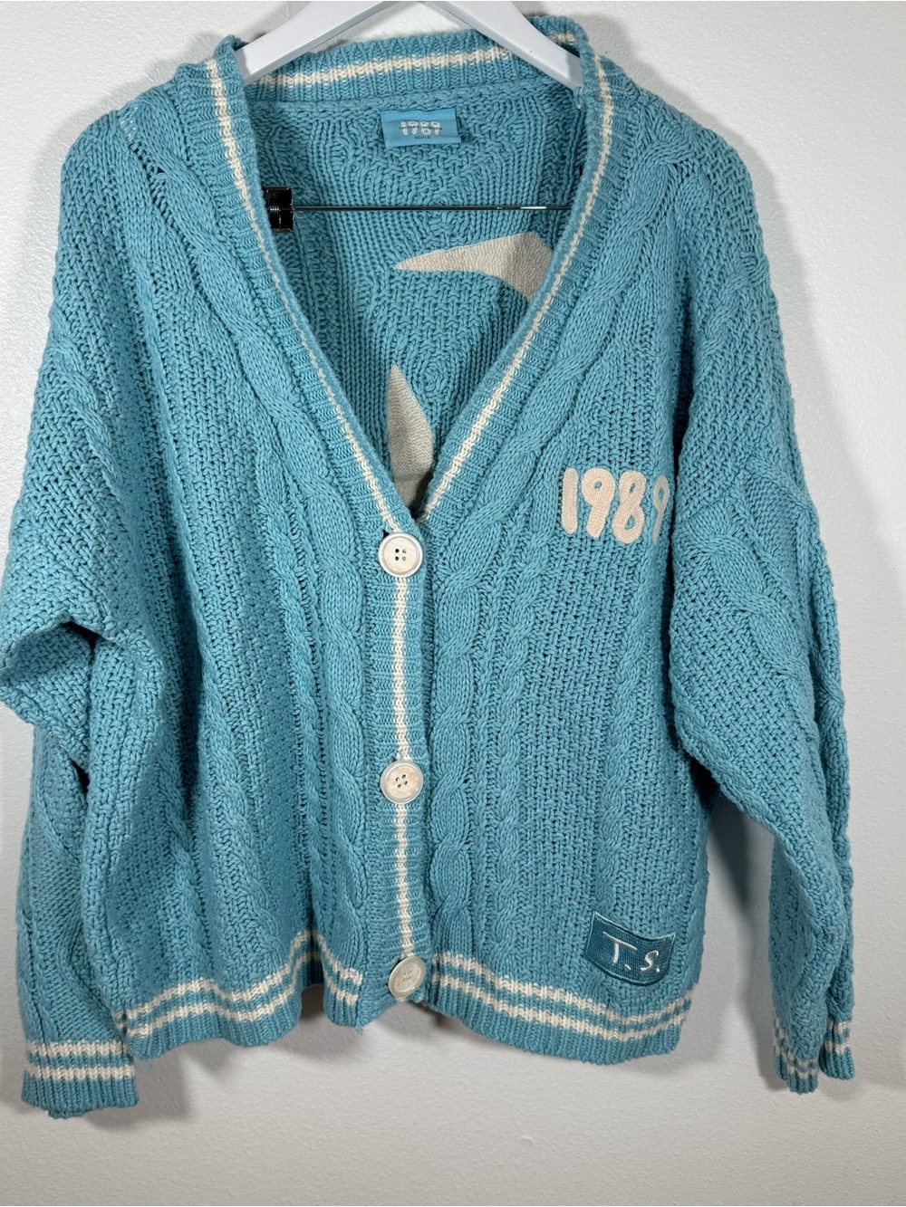 Taylor Swift 1989 Women’s M/L Blue Cable Knit Cardigan Seagull Button Sweater